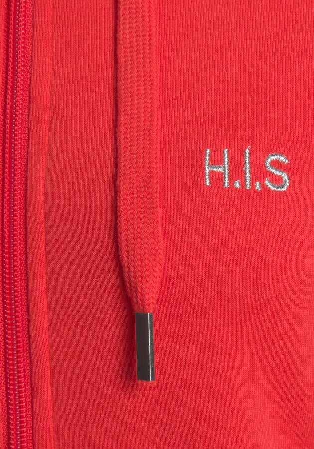 H.I.S Capuchonsweatvest met piping op de mouwen loungepak
