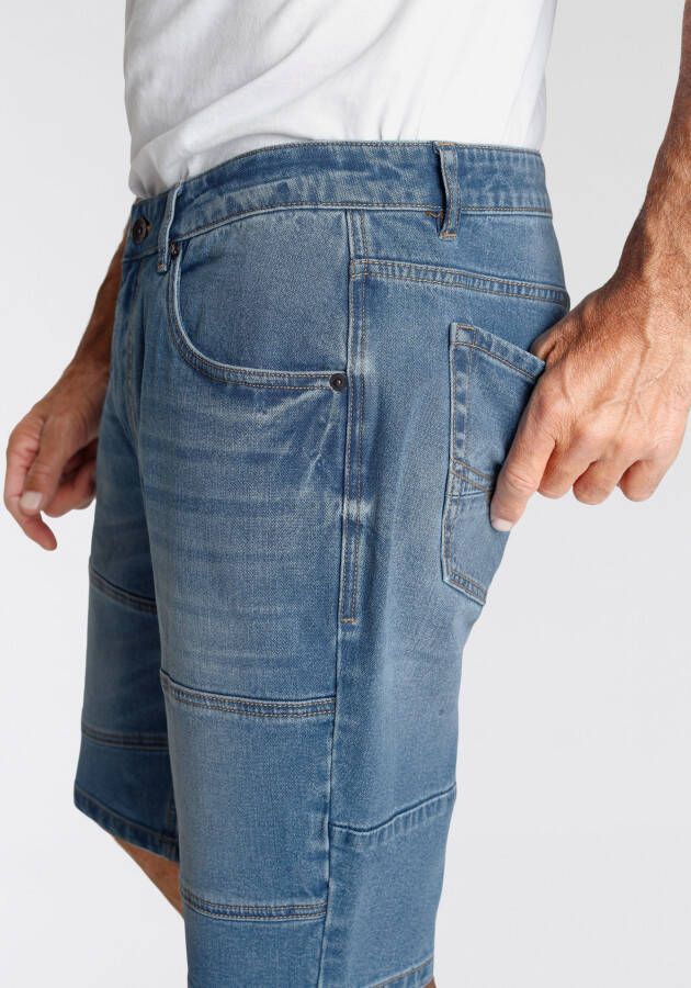 H.I.S Jeansbermuda ontspannen pasvorm rechte been snit modieuze gewassen look
