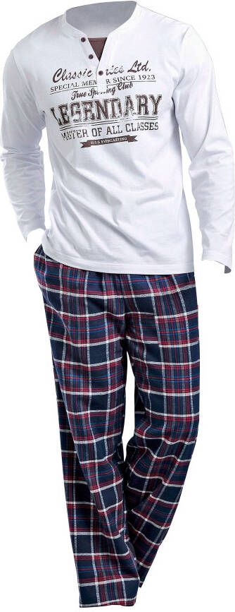 H.I.S Pyjama met flanellen broek (2-delig 1 stuk)