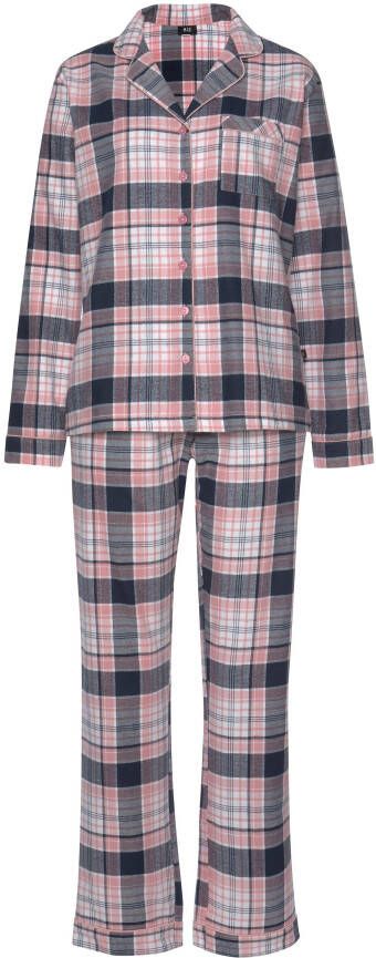 H.I.S Pyjama van flanel met alover ruitpatroon (set 2-delig)