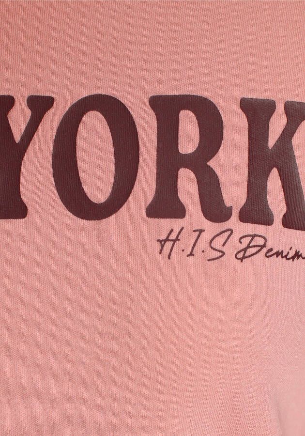 H.I.S Shirt met 3 4-mouwen met new york print op de voorkant
