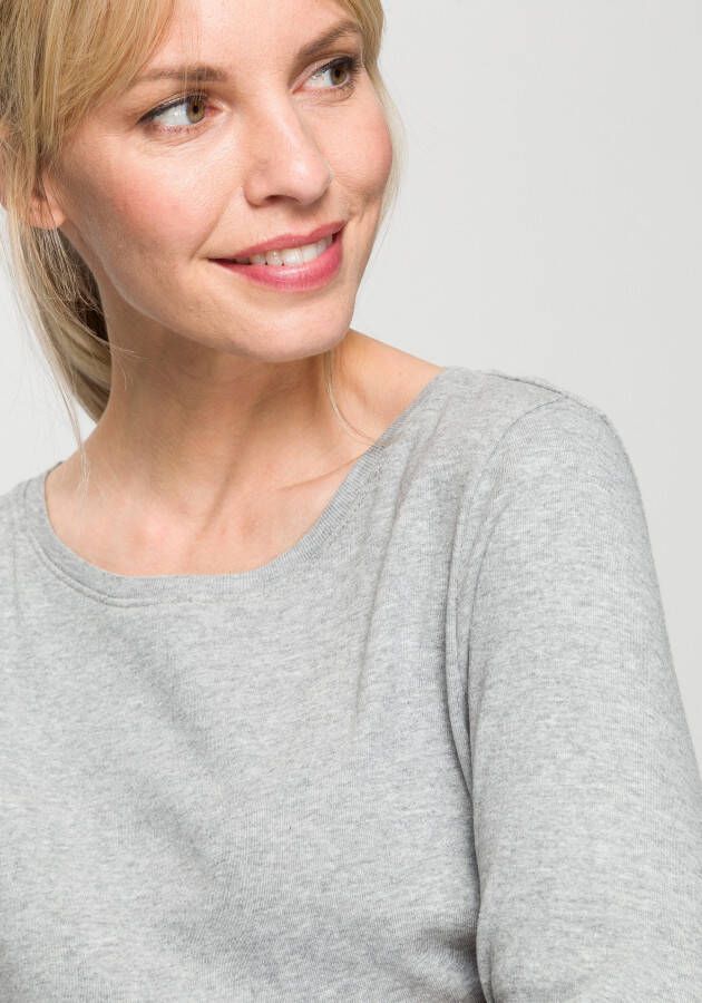H.I.S Shirt met lange mouwen figuurvolgende pasvorm fijn ribstof van katoen en viscose