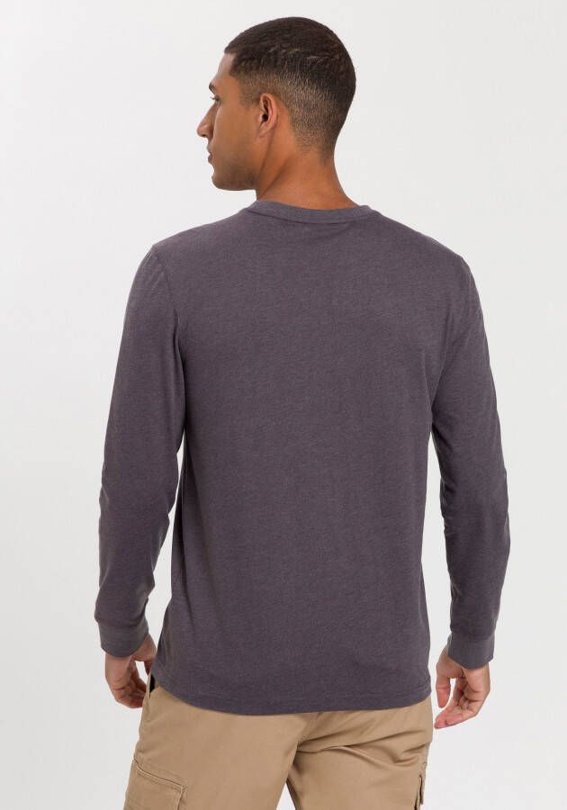 H.I.S Shirt met lange mouwen Lange mouwen bedrukt ronde hals van 100% katoen (2-delig Set van 2)
