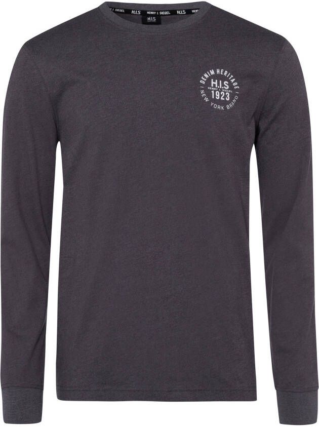 H.I.S Shirt met lange mouwen Lange mouwen bedrukt ronde hals van 100% katoen (2-delig Set van 2)