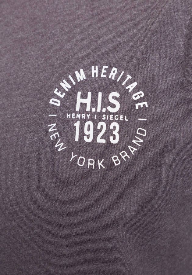 H.I.S Shirt met lange mouwen Lange mouwen bedrukt ronde hals van 100% katoen (2-delig Set van 2)