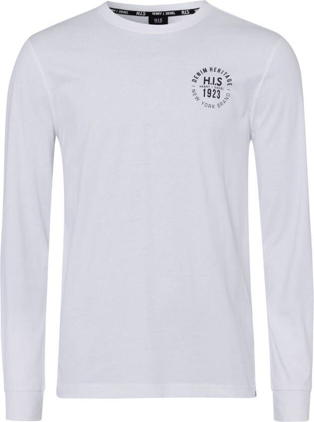 H.I.S Shirt met lange mouwen Lange mouwen bedrukt ronde hals van 100% katoen (2-delig Set van 2)