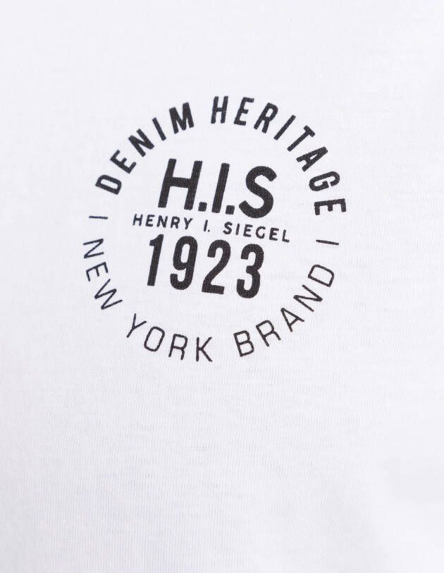 H.I.S Shirt met lange mouwen Lange mouwen bedrukt ronde hals van 100% katoen (2-delig Set van 2)