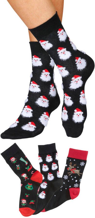 H.I.S Sokken met leuke kerstmotieven (set 3 paar)