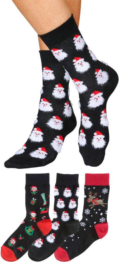 H.I.S Sokken met leuke kerstmotieven (set 3 paar)