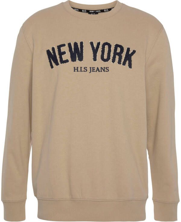 H.I.S Sweater Langarm losse pasvorm geborduurde look ronde hals