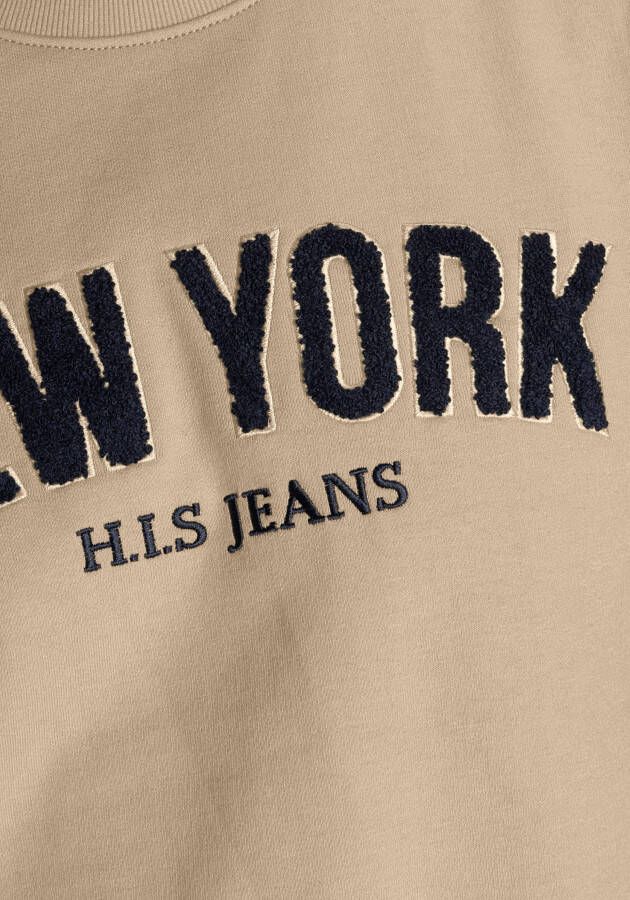H.I.S Sweater Langarm losse pasvorm geborduurde look ronde hals
