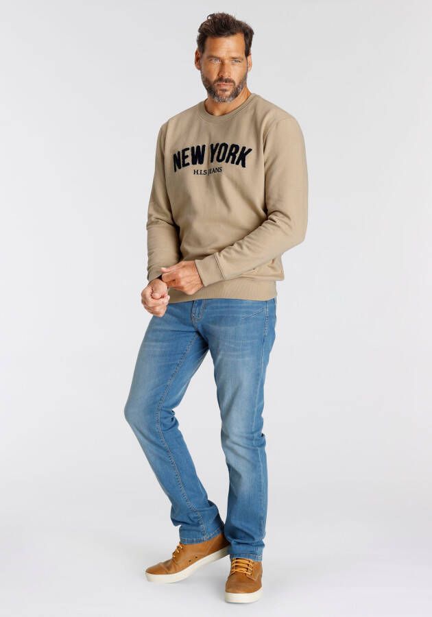 H.I.S Sweater Langarm losse pasvorm geborduurde look ronde hals