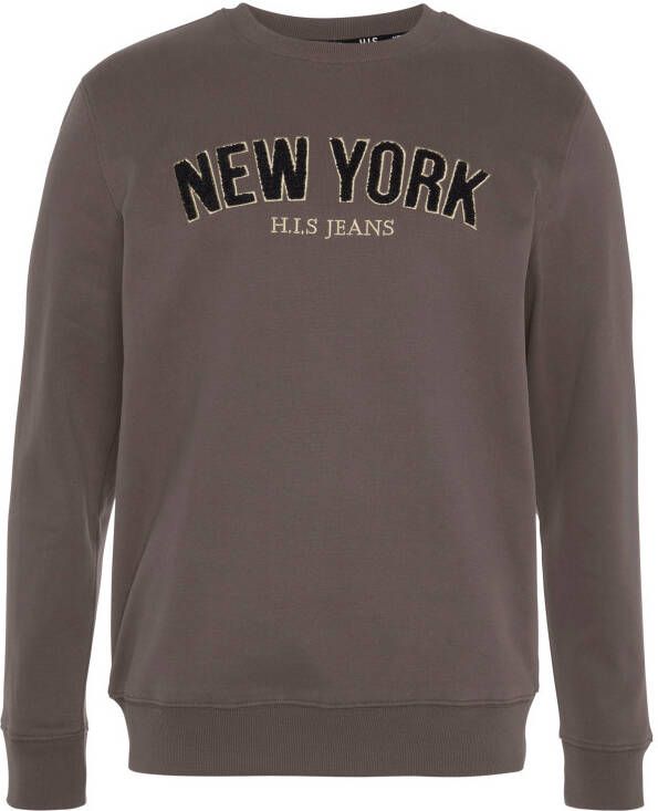 H.I.S Sweater Langarm losse pasvorm geborduurde look ronde hals