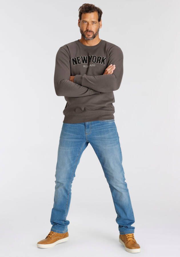 H.I.S Sweater Langarm losse pasvorm geborduurde look ronde hals