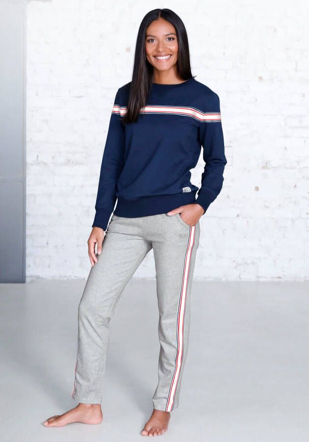 H.I.S Sweatshirt met gestreept tape loungewear loungepak