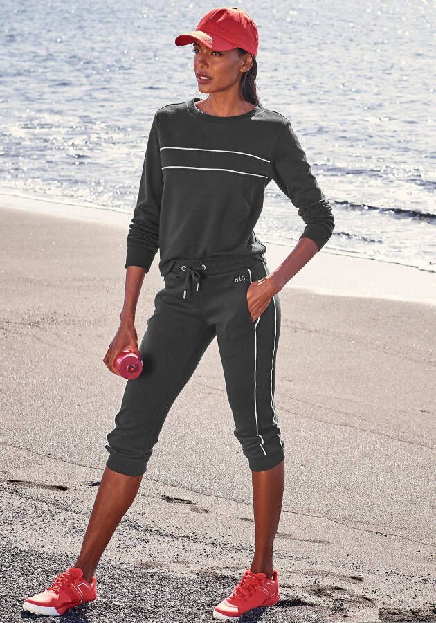 H.I.S Sweatshirt met piping op de borst loungewear