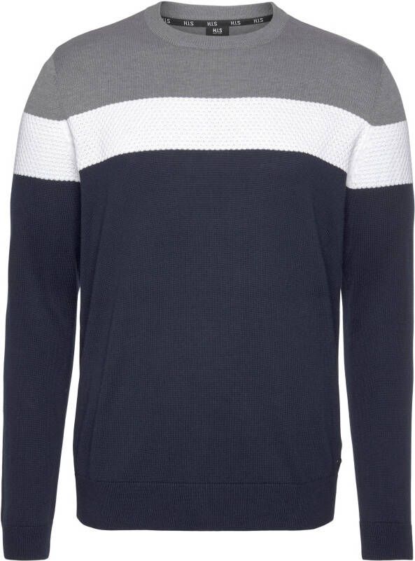 H.I.S Trui met ronde hals Nieuwe kleuren! Colourblocking in lichte tricotkwaliteit