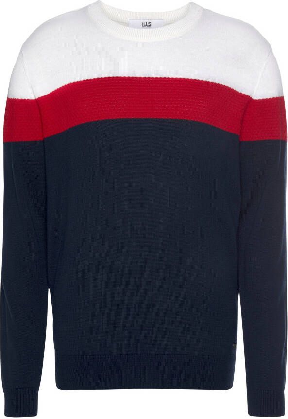 H.I.S Trui met ronde hals Nieuwe kleuren! Colourblocking in lichte tricotkwaliteit