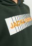 Jack & jones JUNIOR hoodie JJECORP met logo donkergroen Sweater Logo 116 - Thumbnail 4