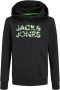 Jack & jones JUNIOR hoodie JJMILES met logo zwart Sweater Logo 176 - Thumbnail 7