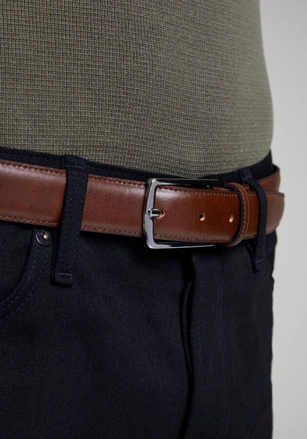 Jack & Jones Leren riem Klassieke herenriem iets gebombeerd