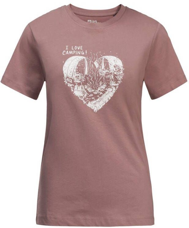 T-Shirt S Camping van Dames katoen afterglow Love Women biologisch Jack Wolfskin T-shirt