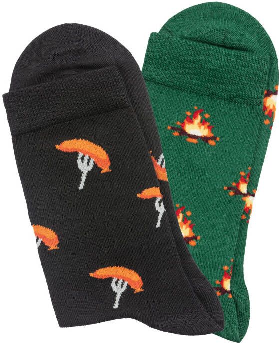 John Devin Sokken met kleurrijke gebreide motieven (set 2 paar)