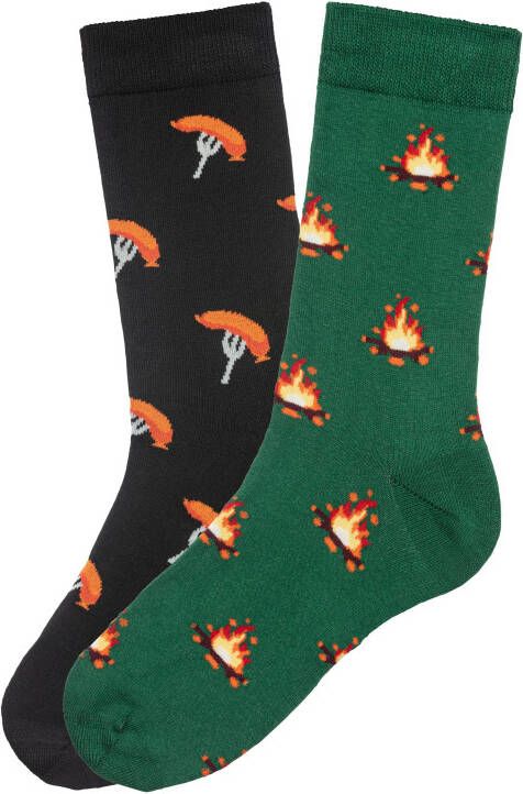 John Devin Sokken met kleurrijke gebreide motieven (set 2 paar)