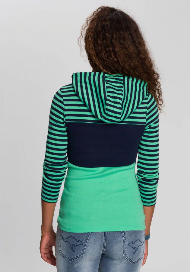 KangaROOS Capuchonshirt Lange mouwen zeer figuurvolgend met colourblocking-look