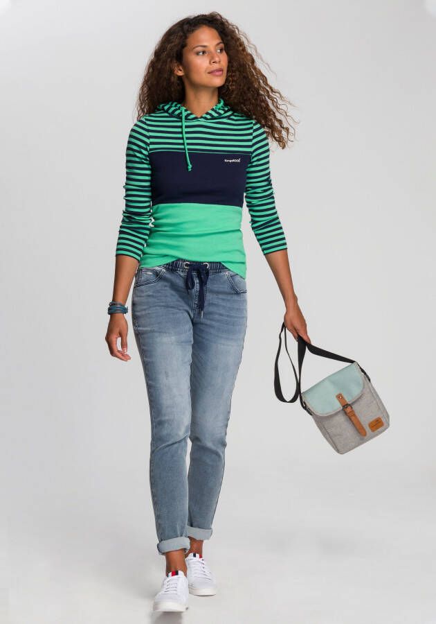 KangaROOS Capuchonshirt Lange mouwen zeer figuurvolgend met colourblocking-look