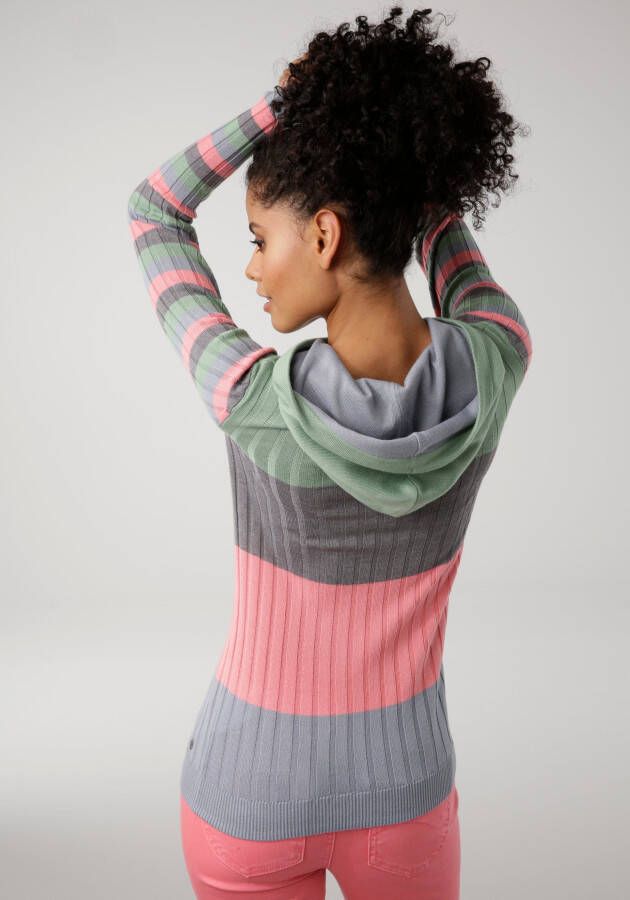 KangaROOS Capuchontrui met trendy colorblocking in verschillende streepbreedtes