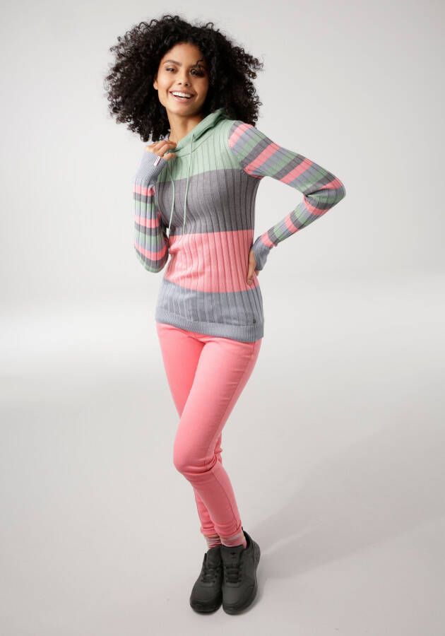 KangaROOS Capuchontrui met trendy colorblocking in verschillende streepbreedtes