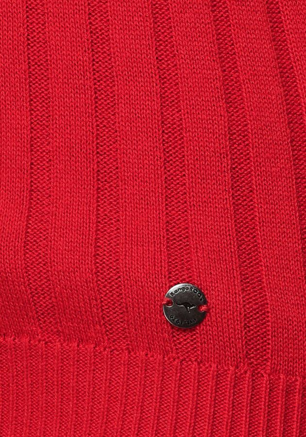 KangaROOS Gebreide trui met contrastkleurige binnenkant van de capuchon en logoprint op de mouw