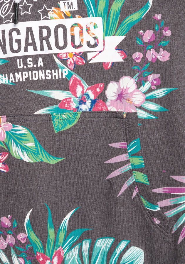 KangaROOS Hoodie met coole bloemmotief all-over print & logoprint in college-look