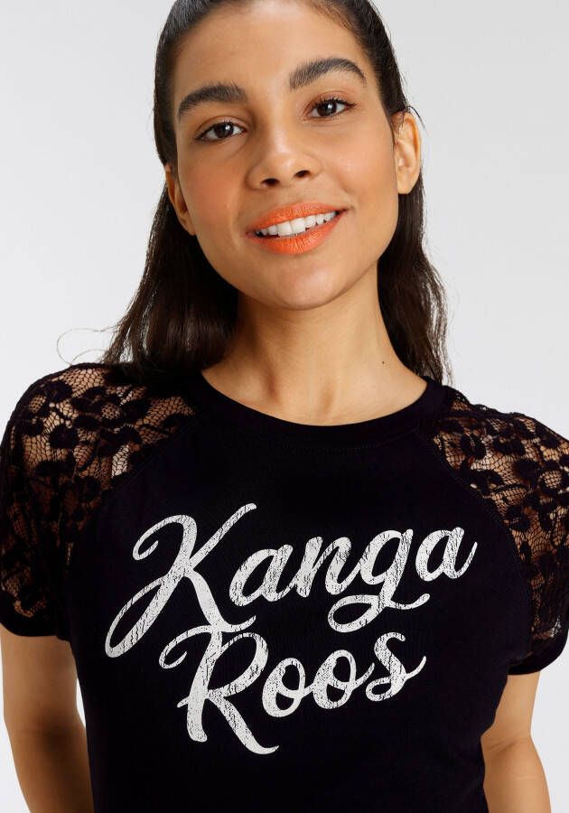 KangaROOS Kanten shirt met raglanmouwen en merkopschrift