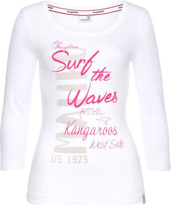 KangaROOS Shirt met 3 4-mouwen met markante opschriften