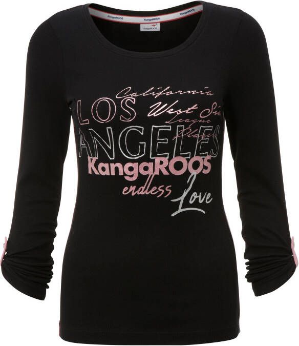 KangaROOS Shirt met lange mouwen met grote logoprint & omslagmouwen