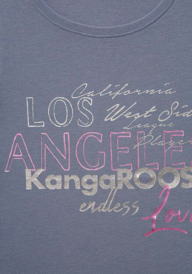KangaROOS Shirt met lange mouwen met grote logoprint & omslagmouwen