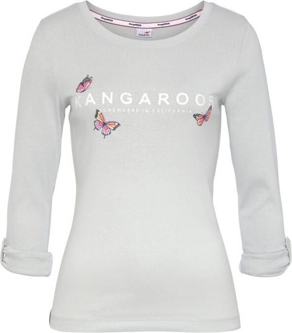 KangaROOS Shirt met lange mouwen met schattige logoprint & omslagmouwen