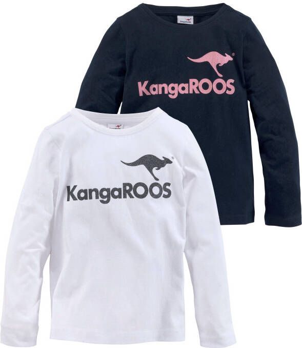 KangaROOS Shirt met lange mouwen met glitterprint (set 2-delig)
