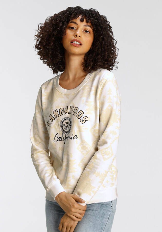 KangaROOS Sweatshirt met trendy all-over print in inca-look & logoprint