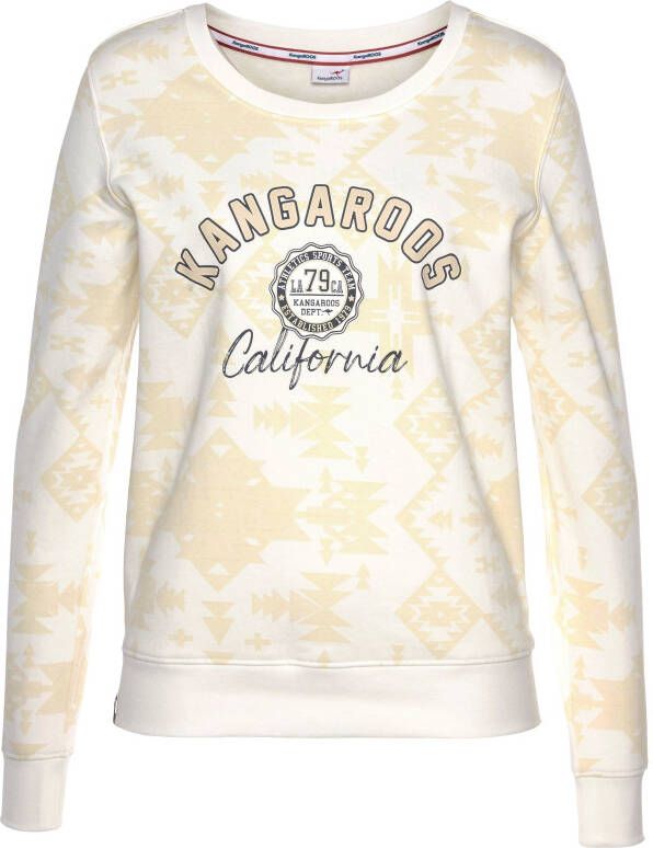 KangaROOS Sweatshirt met trendy all-over print in inca-look & logoprint