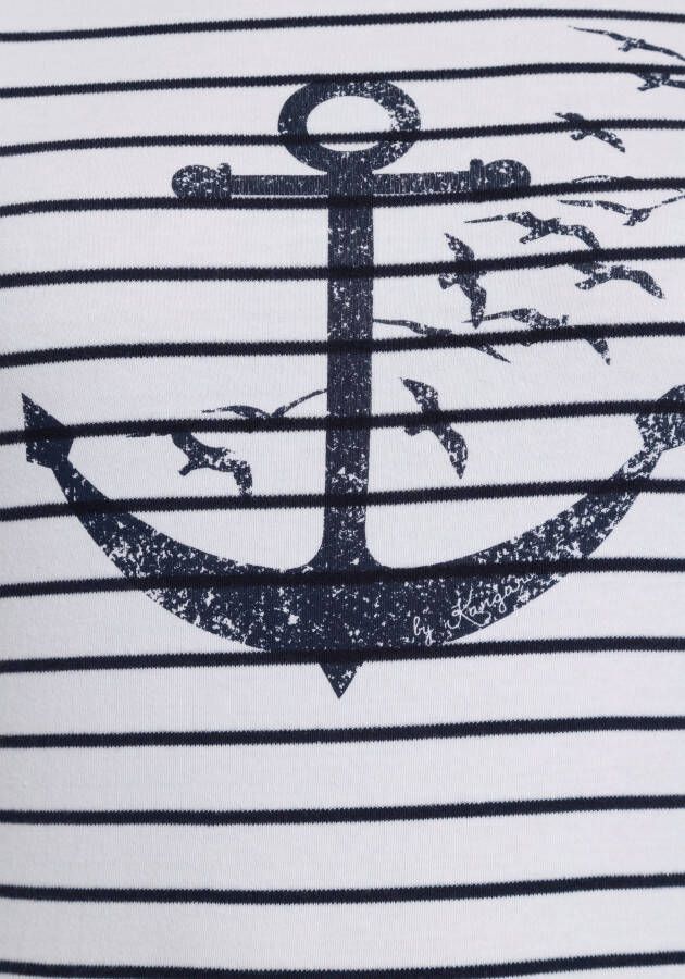 KangaROOS Sweatshirt met sportieve opstaande kraag en maritieme print
