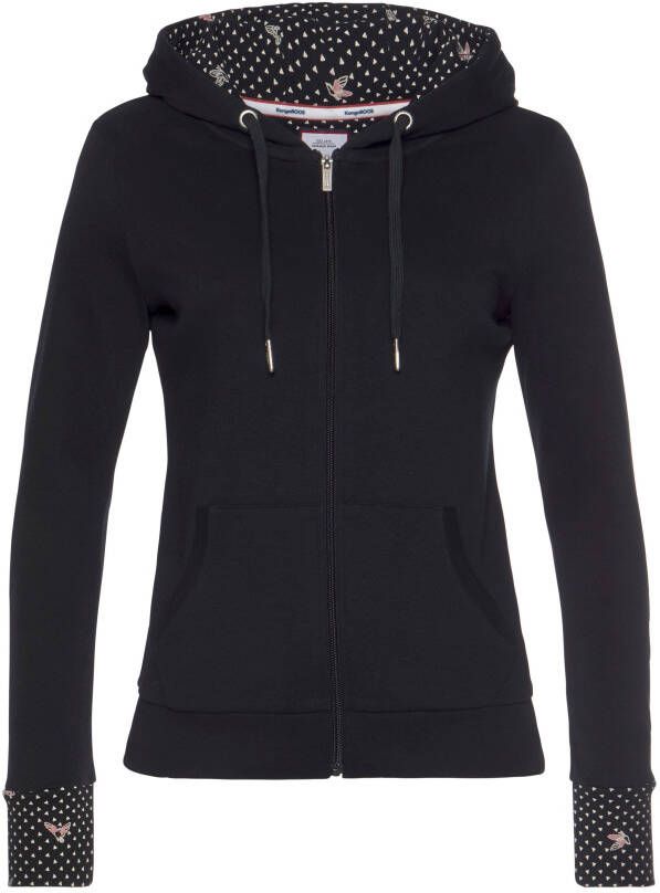 KangaROOS Sweatvest met gedessineerde capuchonvoering en mouwomslag nieuwe collectie