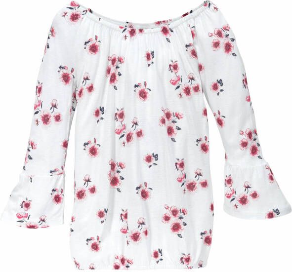 KIDSWORLD Shirt met carmenhals met uitlopende mouwen en bloemenprint