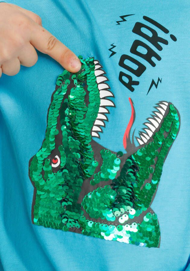 KIDSWORLD Shirt met lange mouwen Met dinosaurusmotief van omkeerbare pailletten