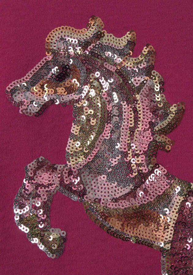 KIDSWORLD Shirt met lange mouwen Paard in een lang model met mooi paardenmotief van pailletten