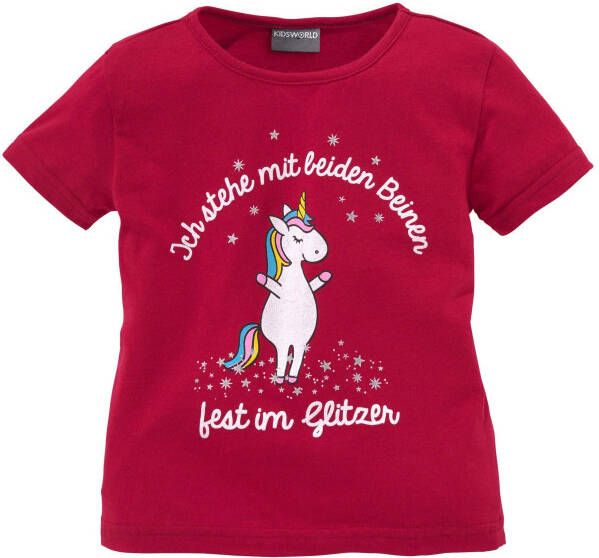 KIDSWORLD T-shirt print "eenhoorn" met glinstereffecten