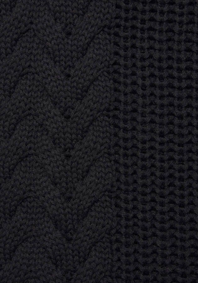 Lascana Gebreide trui met kabelgebreide details en bandjes ajour trui losse pasvorm