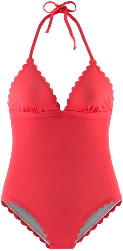 Lascana Badpak Scallop met gelaserd schulprandje
